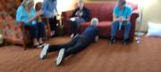 Emily demonstrating how to get up from fall
