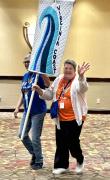 Parade of flags, Donna and Carol
